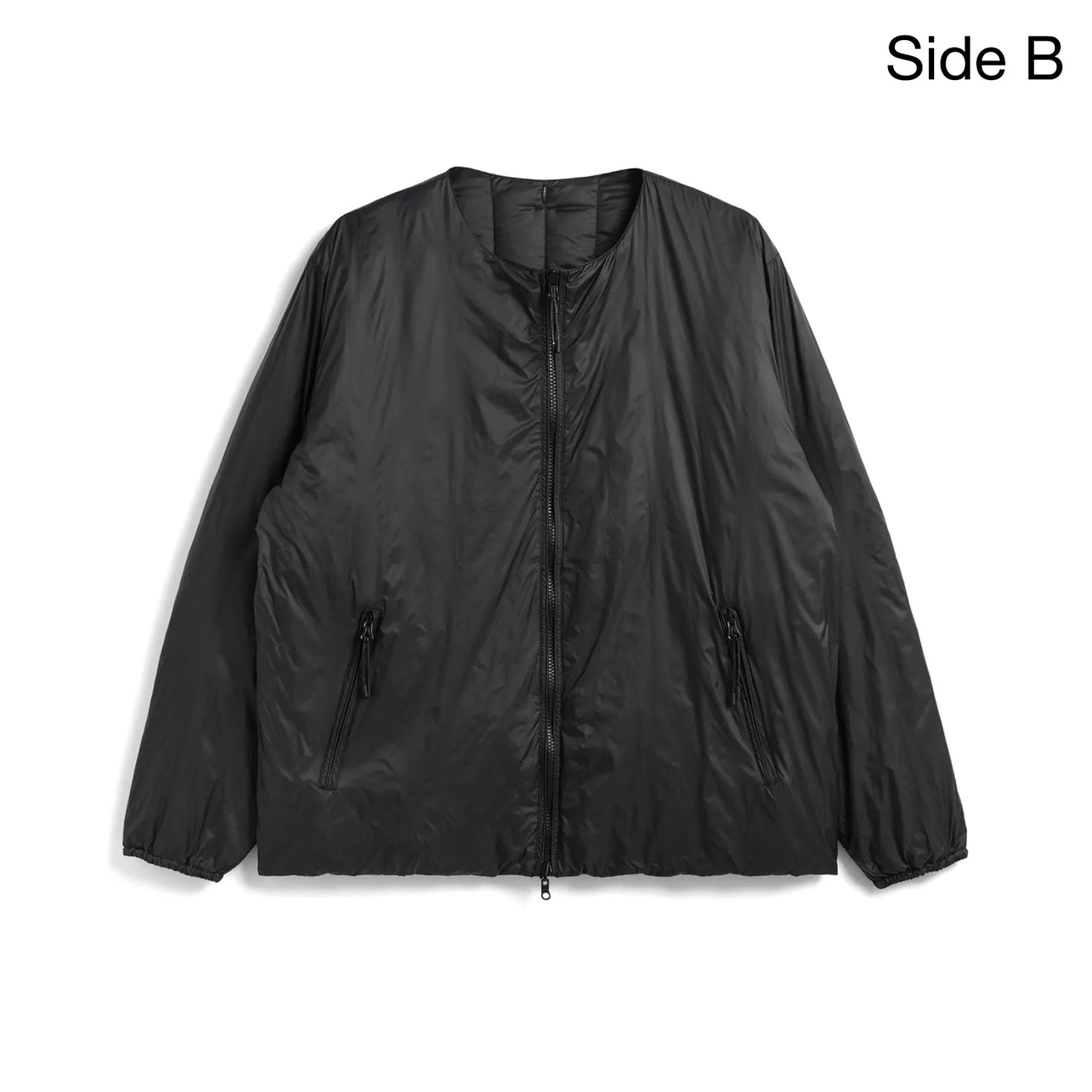 Mandarin Reversible Down Jacket, Black/Black