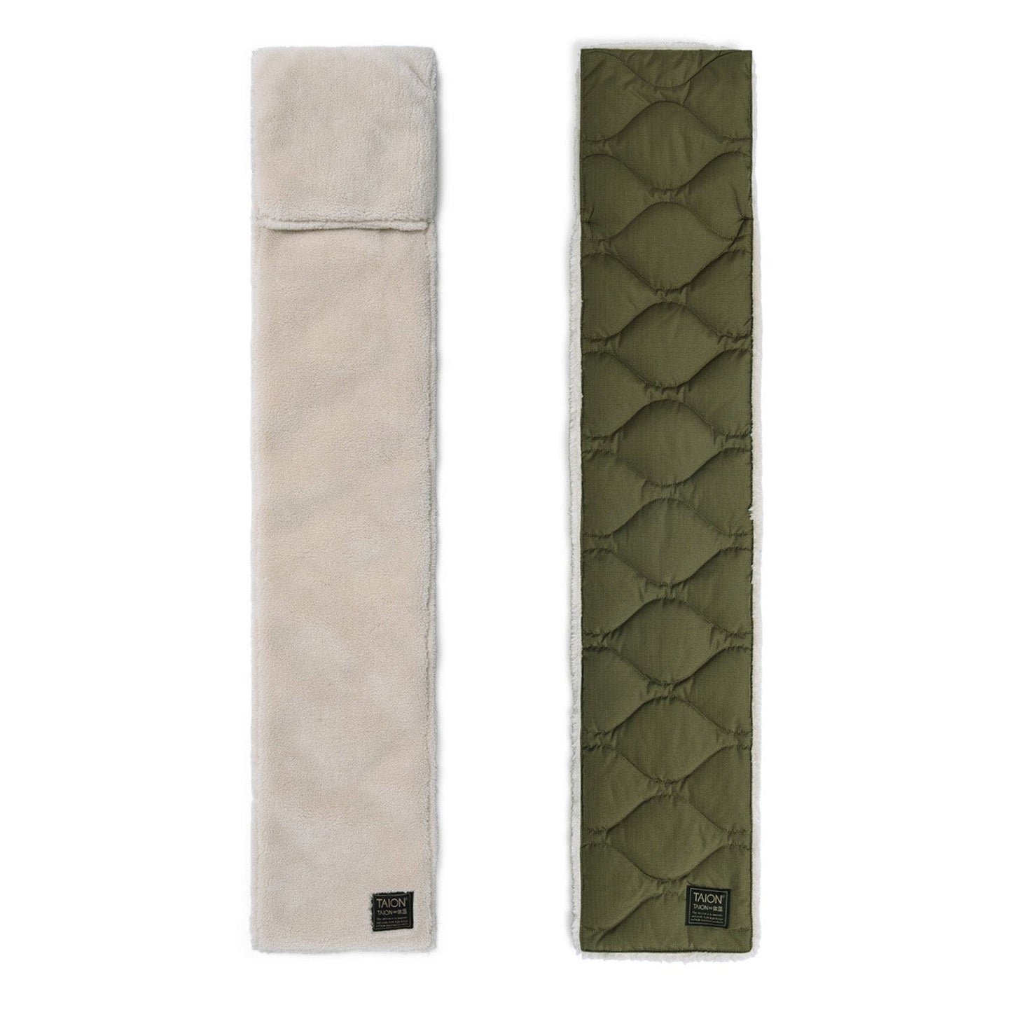 Reversible Down Muffler, D. Sage Green/L. Beige