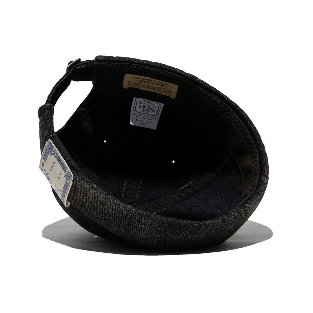 Vintage Denim Roll Cap, Black