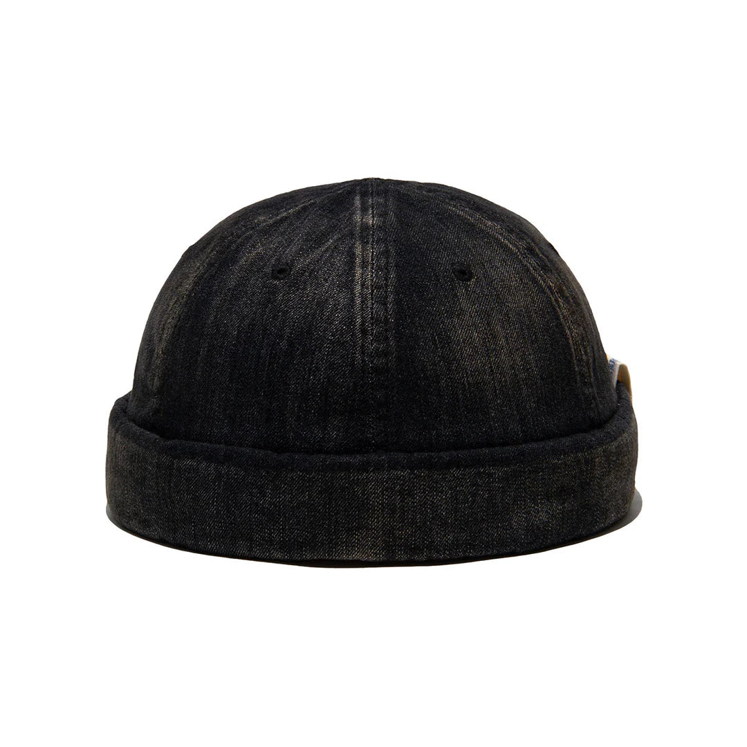 Vintage Denim Roll Cap, Black