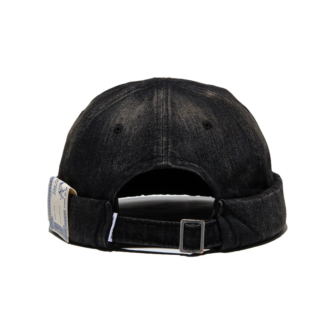 Vintage Denim Roll Cap, Black