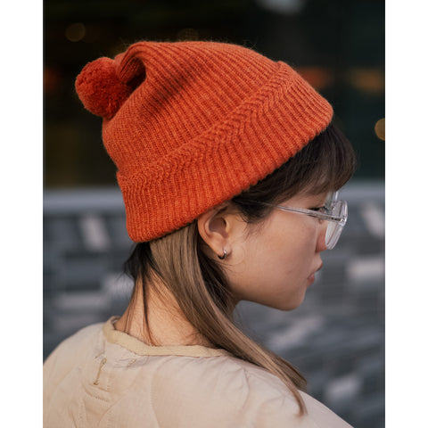 Cableami Baby Alpaca Pom Hat, Orange