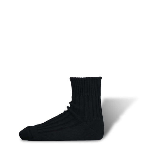 Short Length Low Gauge Rib Socks, Black