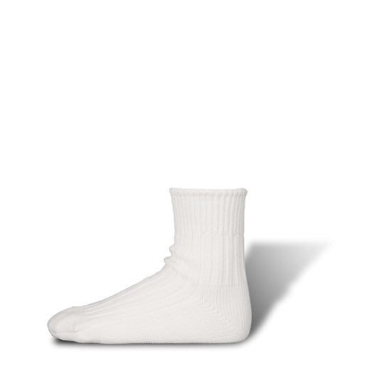 Short Length Low Gauge Rib Socks, White