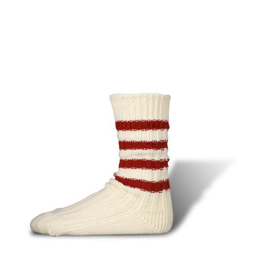 Stripes Heavyweight Socks, Ivory/Red