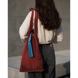 Kna Plus Tate Pleats Bag Large, Sky Blue/Bordeaux