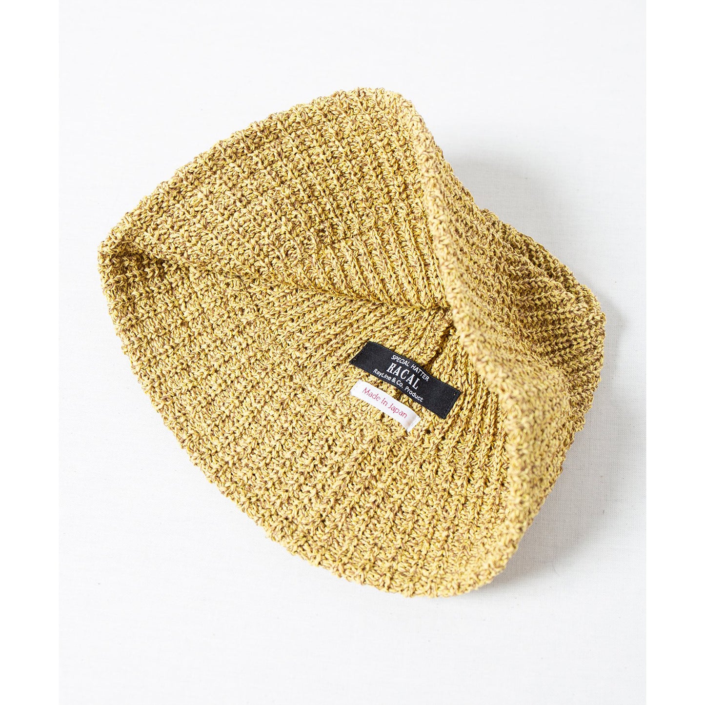 Racal Mix Japanese Paper Knit Bucket Hat, Mustard