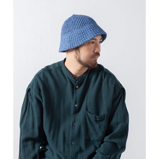 Racal Mix Japanese Paper Knit Bucket Hat, Blue
