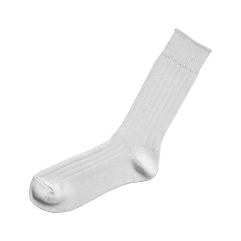 Nishiguchi Kutsushita Egyptian Cotton Ribbed Socks, Off White