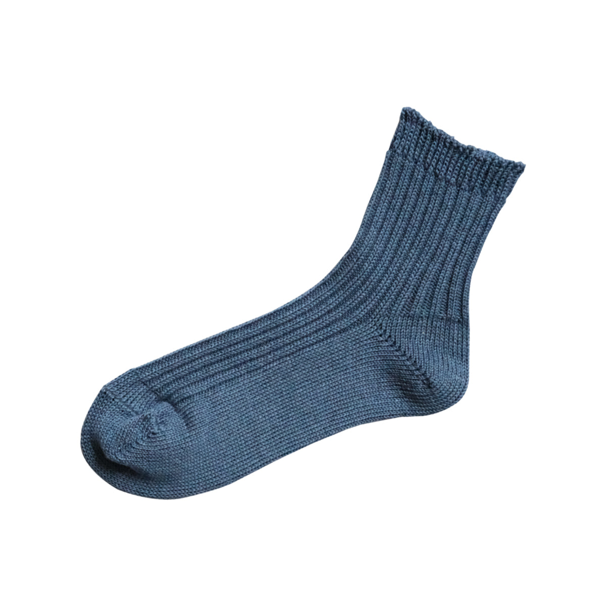 Nishiguchi Kutsushita Linen Ribbed Socks, Blue
