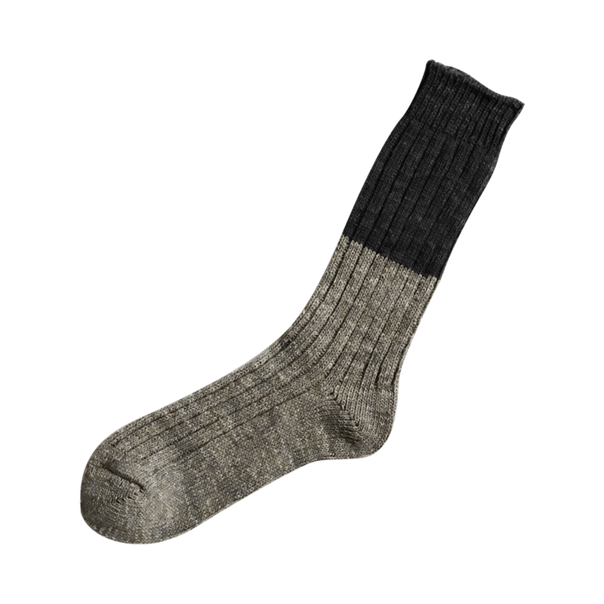 Nishiguchi Kutsushita Wool Cotton Slab Socks, Charcoal