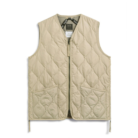 Taion Military Zip Down Vest, Cream