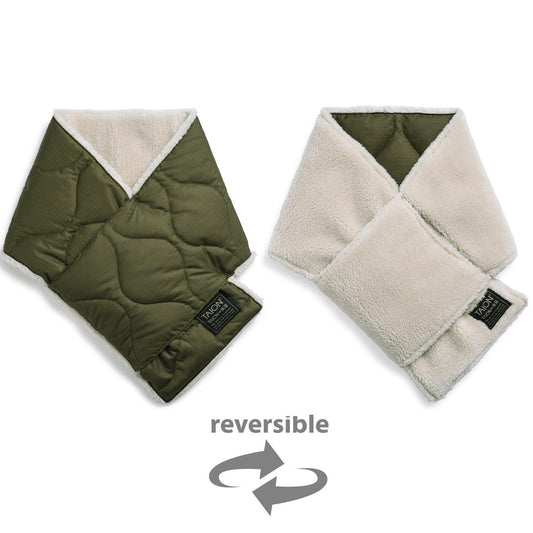 Reversible Down Muffler, D. Olive/Cream