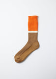 RoToTo Bicolor Ribbed Crew Socks, Orange / Light Brown