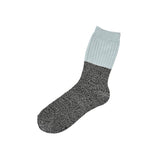 Memeri Cotton Two Tone Silk Ribbed Socks, Pale Blue