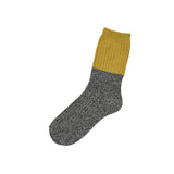 Memeri Cotton Two Tone Silk Ribbed Socks, Mustard