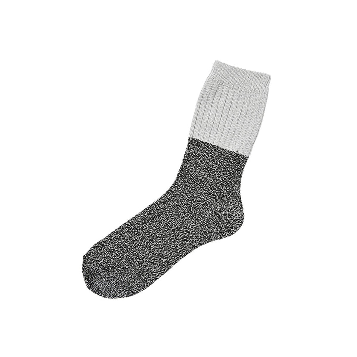 Memeri Cotton Two Tone Silk Ribbed Socks, Light Grey