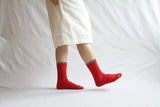 Nishiguchi Kutsushita Silk Cotton Socks, Red