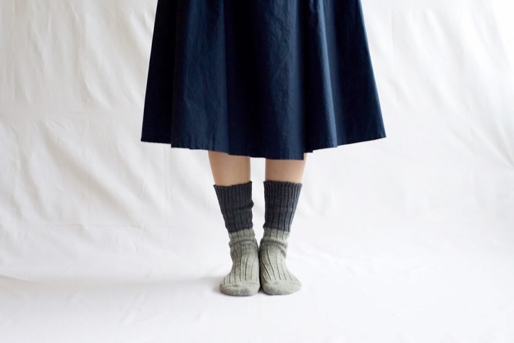 Nishiguchi Kutsushita Wool Cotton Slab Socks, Brown