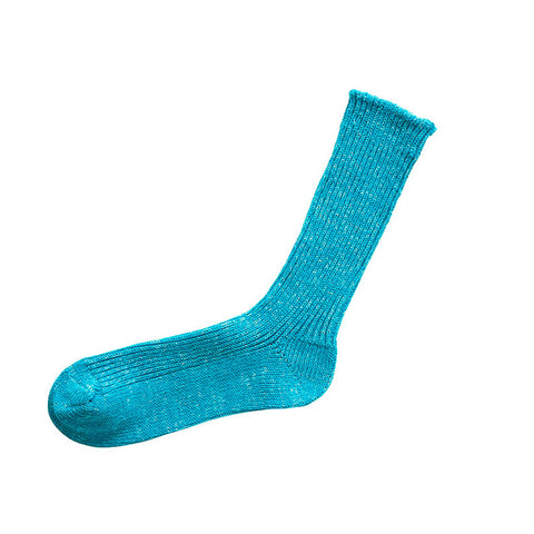 Nishiguchi Kutsushita Hemp Cotton Ribbed Socks, Ocean Blue