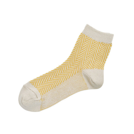 Memeri Giza Cotton Herringbone Socks, Yellow