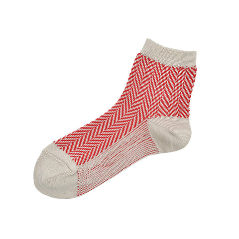 Memeri Giza Cotton Herringbone Socks, Red