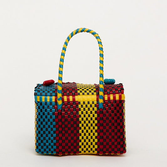 Lalo Violetta Box Bag, Red/Yellow/Blue