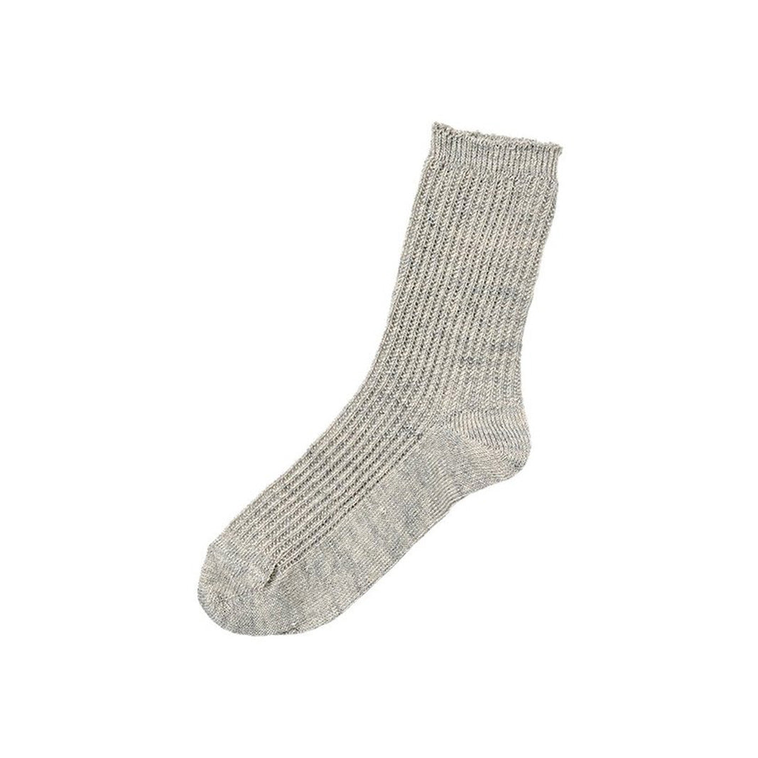 Memeri Linen Ribbed Socks, Light Gray