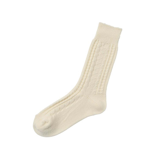 Memeri Wool Cotton Cable Socks, Ivory