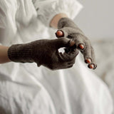 Memeri 100% Fingerless Merino Wool Gloves, Charcoal