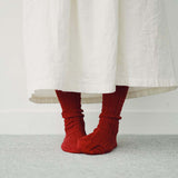 Memeri Wool Cotton Cable Socks, Red