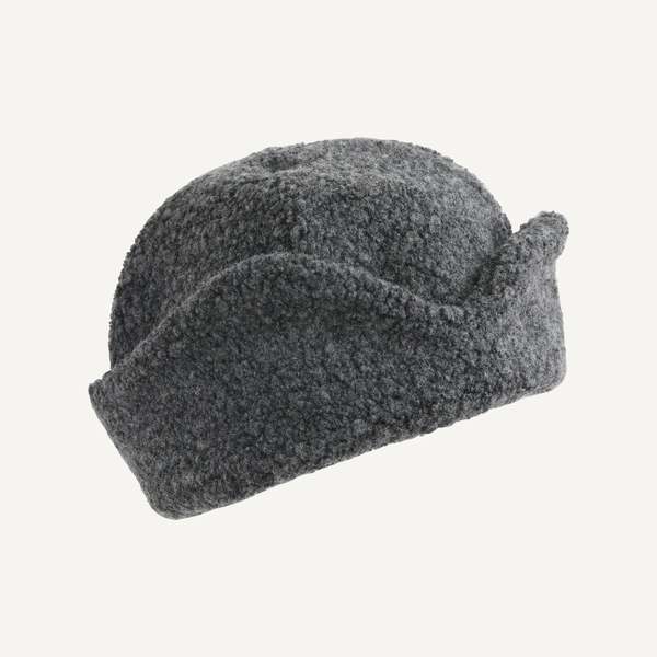 Cableami Wool Earflap Hat, Gray