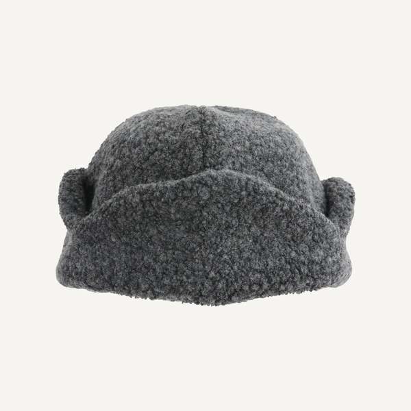 Cableami Wool Earflap Hat, Gray
