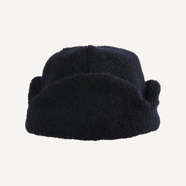 Cableami Wool Earflap Hat, Black
