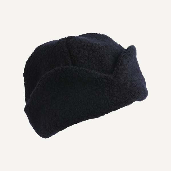 Cableami Wool Earflap Hat, Black